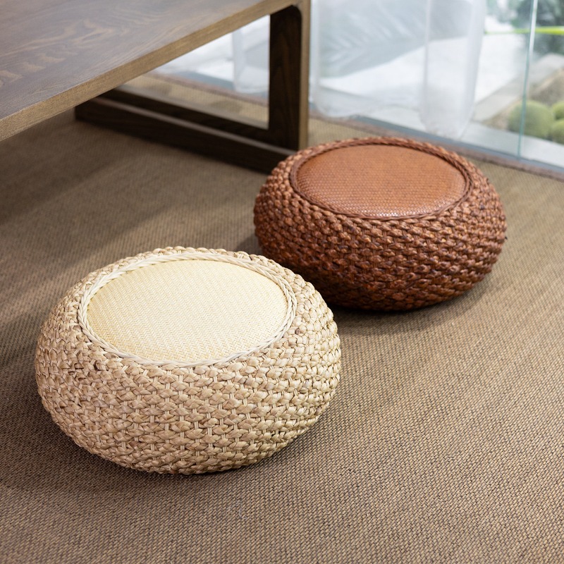 Meditation Cushion Zafu - Круглая напольная подушка из ротанга -